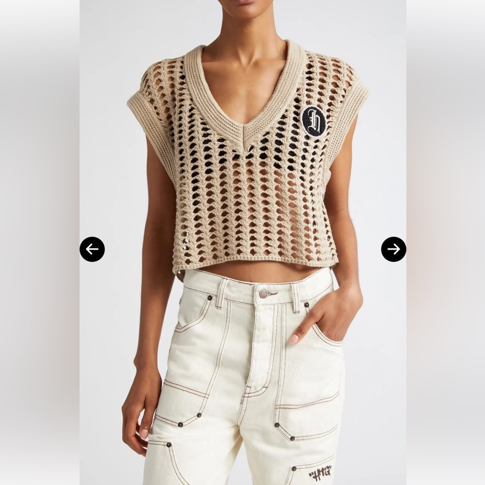 Honor the Gift Women's Knit Crochet Sweater Vest V-Neck Urban Streetwear Sz S
